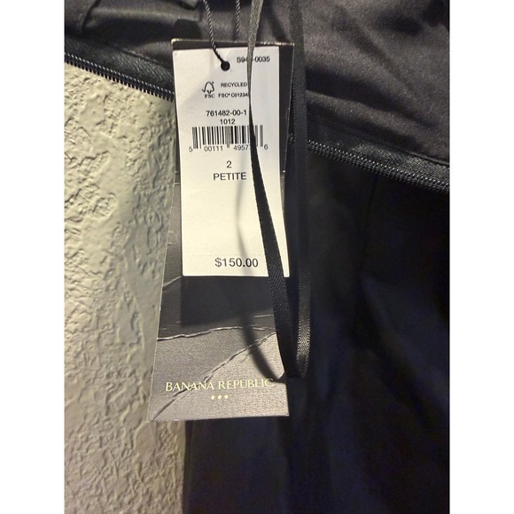 Banana Republic Petite Black Faux Leather Strapless Jumpsuit Wide Leg Size 2 - Picture 5 of 11